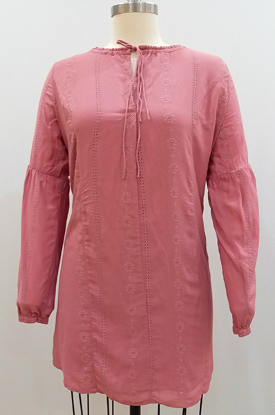 Ladies' Woven Top in Rayon with Embroidered Pattern