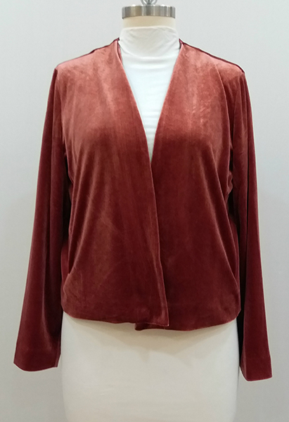 Ladies' Knitted Velour Jacket, Loose Fit in Long Sleeves
