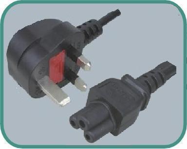 3 Pin Uk Plug And Round Cable With C6 Connector For Laptop