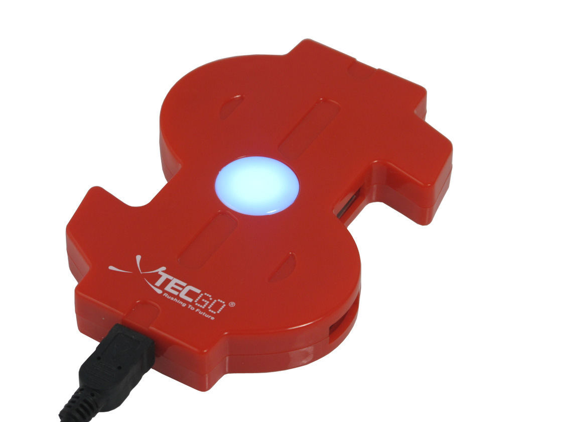Dollar Shape 4 Port Usb Hub 2.0 With Mood Light