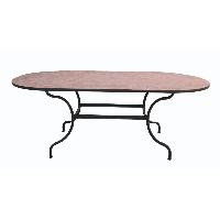 Wrought Iron And Ceramic Mosaic Oval Dining Table