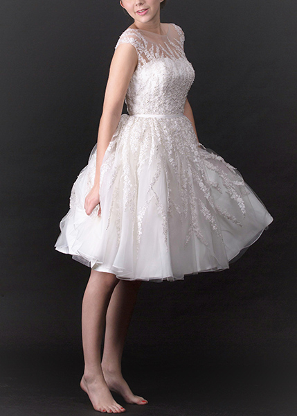 Tulle Wedding Gown Embellished with Sparkle Lace Applique