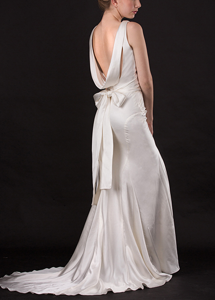 Silk Wedding Gown with Draped Neckline