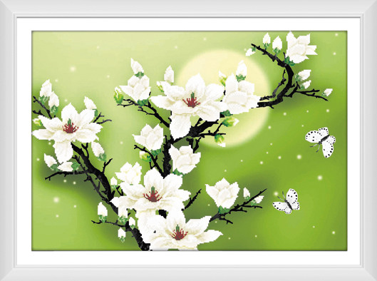 Moonlight magnolia cross stitch
