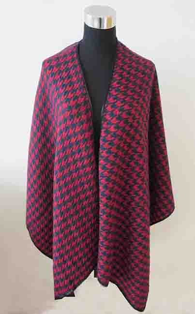 Houndstooth Check Poncho