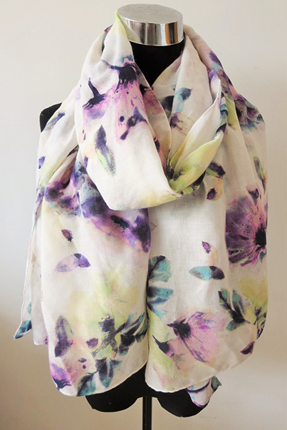 Blurred Floral Print Scarf