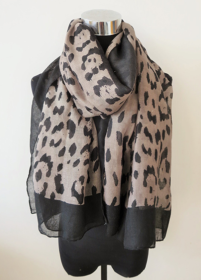 Animal Print Border Scarf