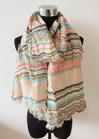 Stripe Crinkle Scarf