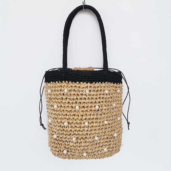 Straw Drawstring Bag