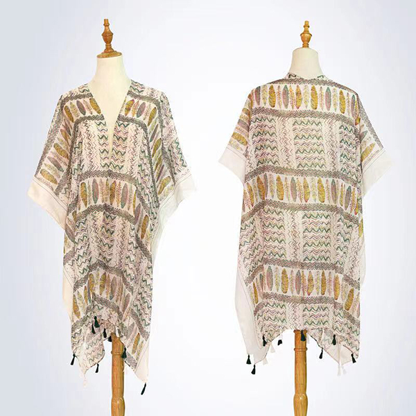 Leaf Print Poncho