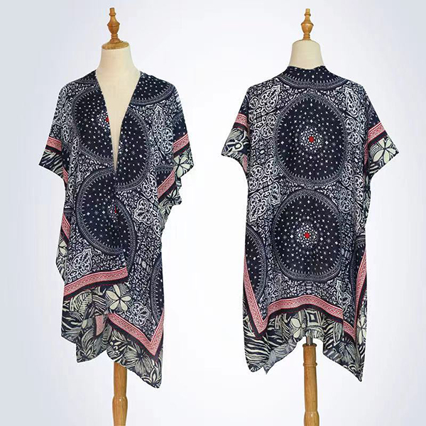 Geometry Print Poncho
