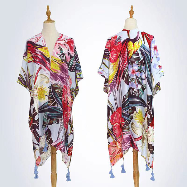 Floral Print Poncho