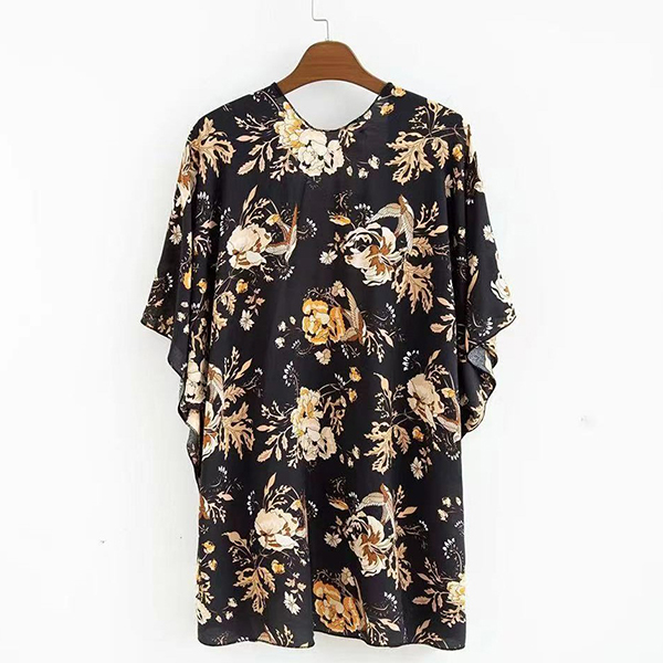 Floral Print Poncho