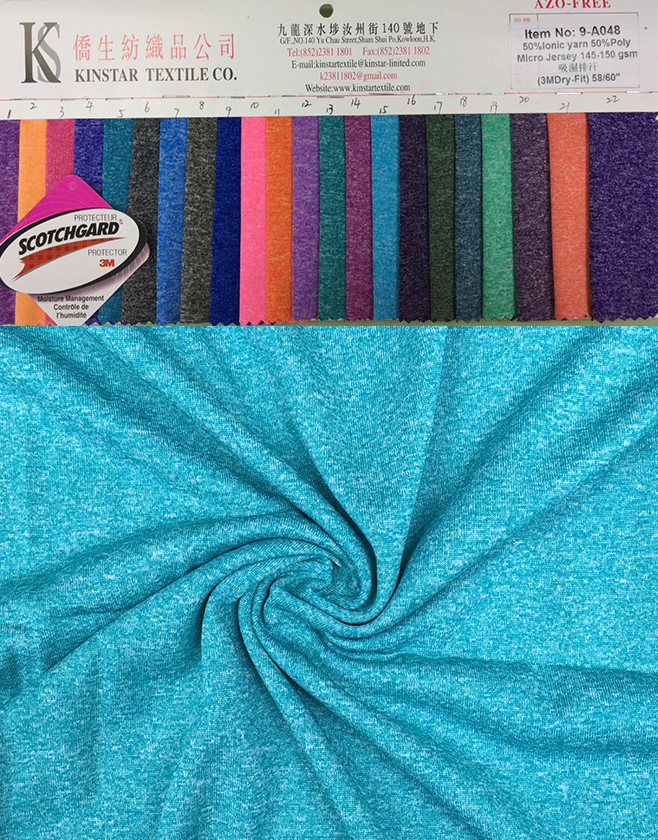 Polyester Ionic Heather Color Sport Fabric 3M Dry-Fit