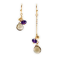 Silver Fish Hook Earrings with Gem Stones