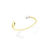 Brass Open Bangle with Faux Pearl, L10117