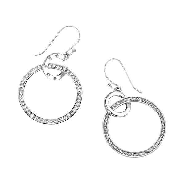 Detachable Fish Hook Earrings with Rhinestones