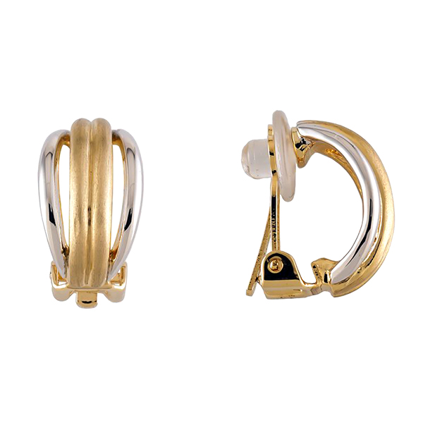 Two Tone Clip Earrings