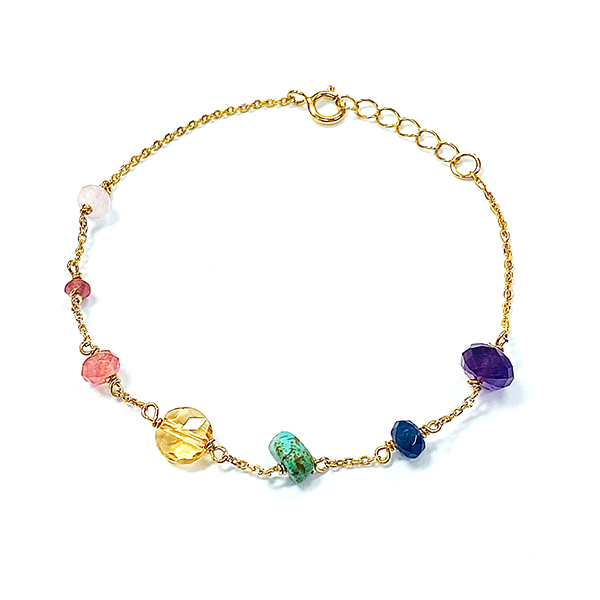 Silver Bracelet with Gem Stones