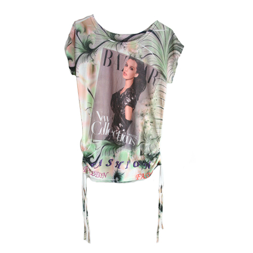 Facotry Heat Transfer Print T Shirt For Lady