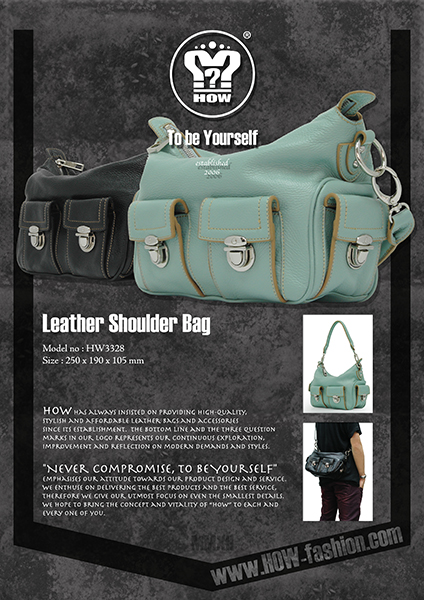 Cow Leather Top Zipper Closure Unisex Shoulder Bag / Crossbody Bag