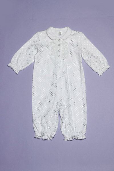 Long Sleeves Romper With Silver-Printed Fabric