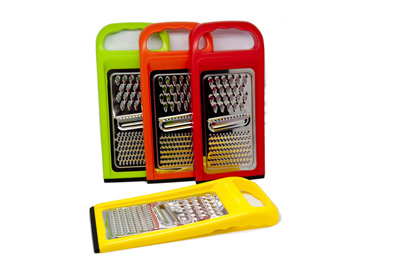 Stainless Steel Flat Grater With Plastic Frame & Non-Slip Base