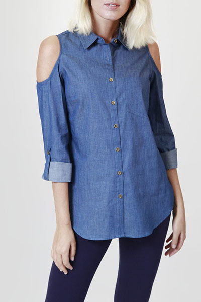 Denim Long Sleeve Blouse