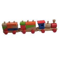Wooden Toys Series Of Dismounting Building Block Train Rubber Wood Educational Train Sets