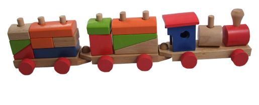 Wooden Toys Series Of Dismounting Building Block Train Rubber Wood Educational Train Sets