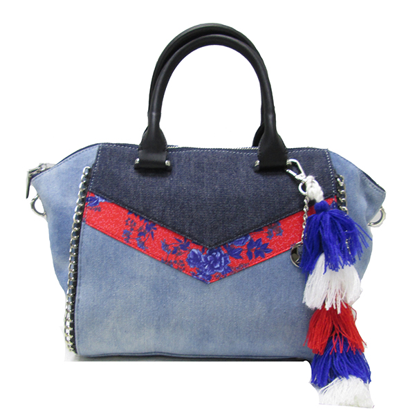 Denim with PU Handbag