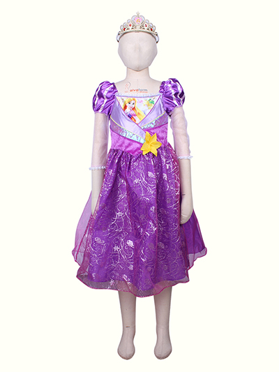 Disney Girls Long Hair Princess Rapunzel Fancy Dress Child Costumes