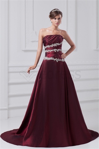 Sell Sleeveless A-Line Taffeta Strapless Sequins Formal Evening Dress