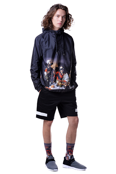 Fool's Day Dinning Print Pullover Windbreaker