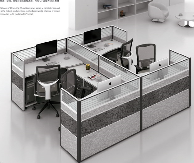 Modern design open cubicle office workstation for 4 person