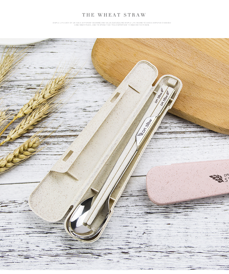 Wheat straw box set chopsticks and spoon