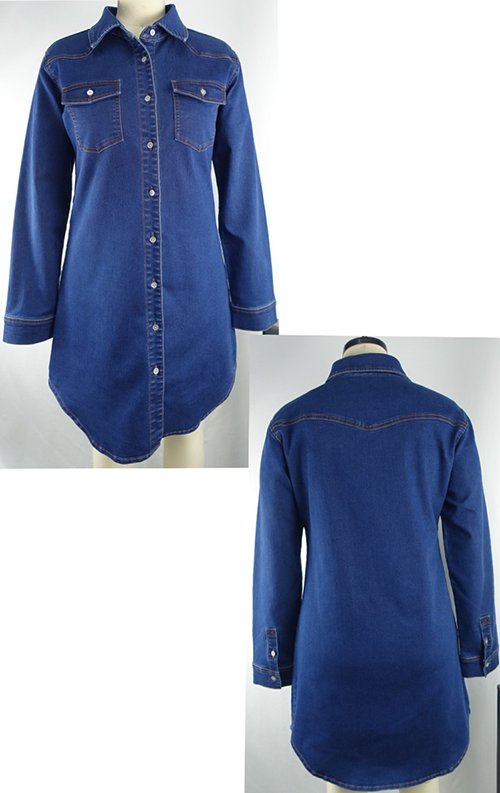 Long Sleeves Denim Skirt