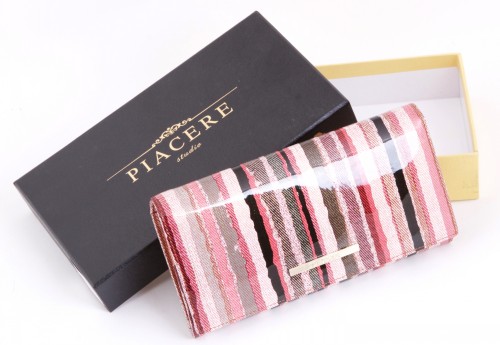 Fashion Strip Lady's Leather Wallet
