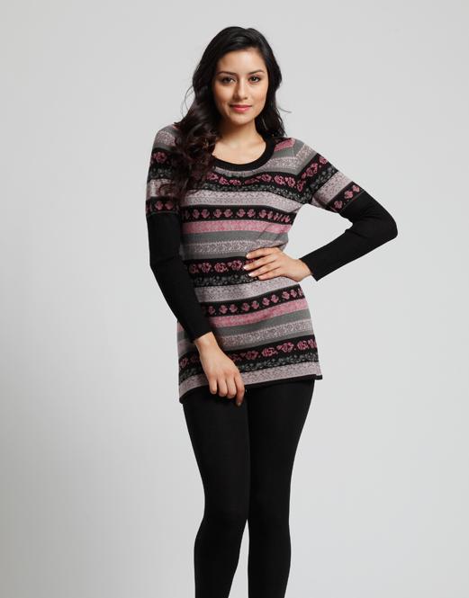 Fashion Lady's Stripe Knitwear Pullover Sweater