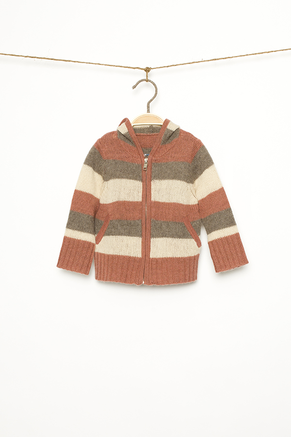STRIPED SWEATER WITH HOOD
