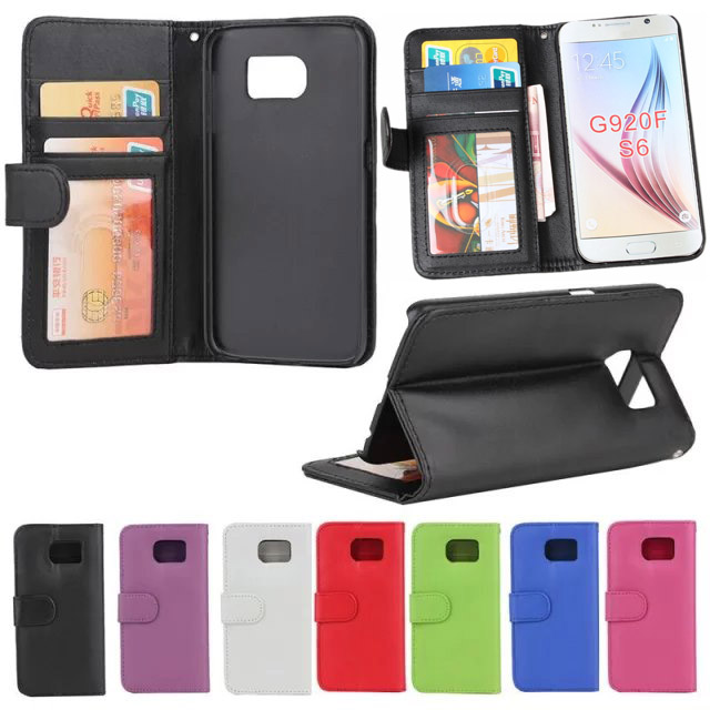 For Galaxy S6 Wallet Leather Case PU Filp Stand Cover for Samsung S5 Edge Note4 S6Edge SGS6C16