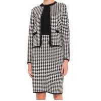 Knitted Houndstooth Cardigan and Skirt