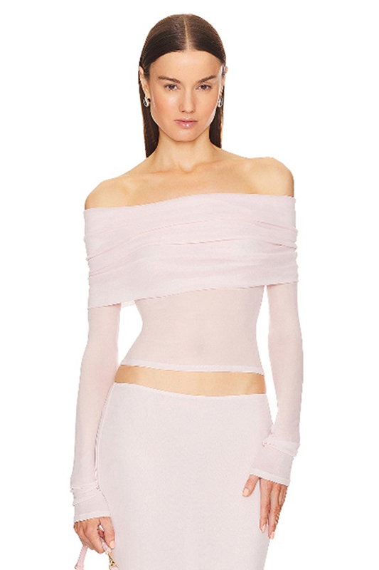 SHEER KNIT OFF THE SHOULDER TOP