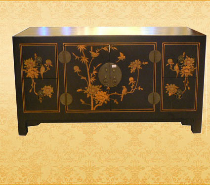 Chinese Hand-Printed TV Cabinet - Black Collection