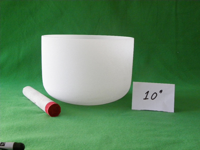 Frosted quartz crystal singing bowl 10 inch