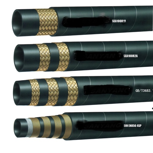 Steel wire braid and spiral reinforced hydraulic rubber hose