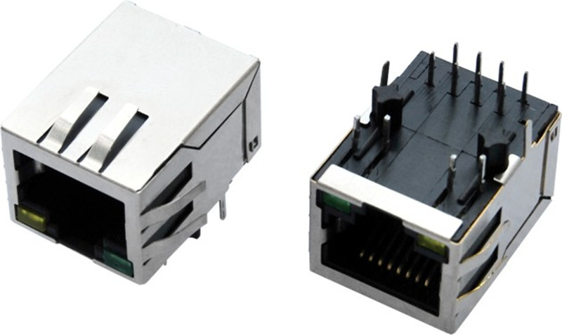 10P8C 10/100Base-T magnetic RJ45 modular jack, shielded, built in LED, with EMI fingers
