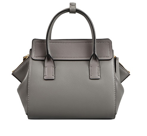 Grey Cowhide Leather Fashion Casual Top Handle Ladies' Purse Handbag