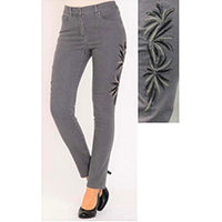 Ladies Jeans with Embroidery at Hem and 