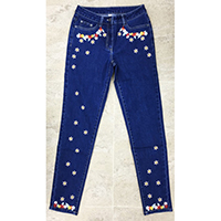 Ladies Jeans with Embroidery at Hem and 